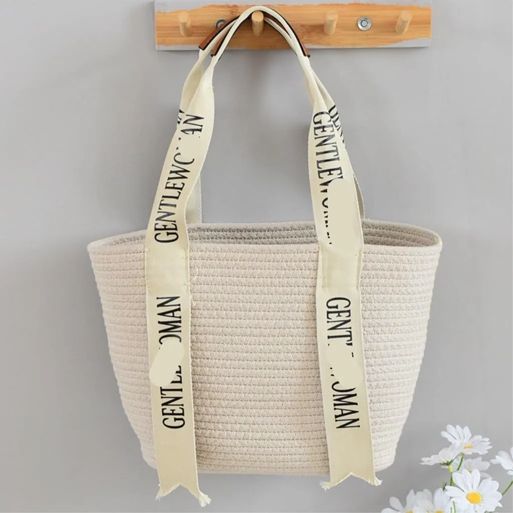 Large capacity Bag Stylish Letter - printed Straw Handbag: Lead the Trend of Fashionable Outings Ladies shoulder Bag