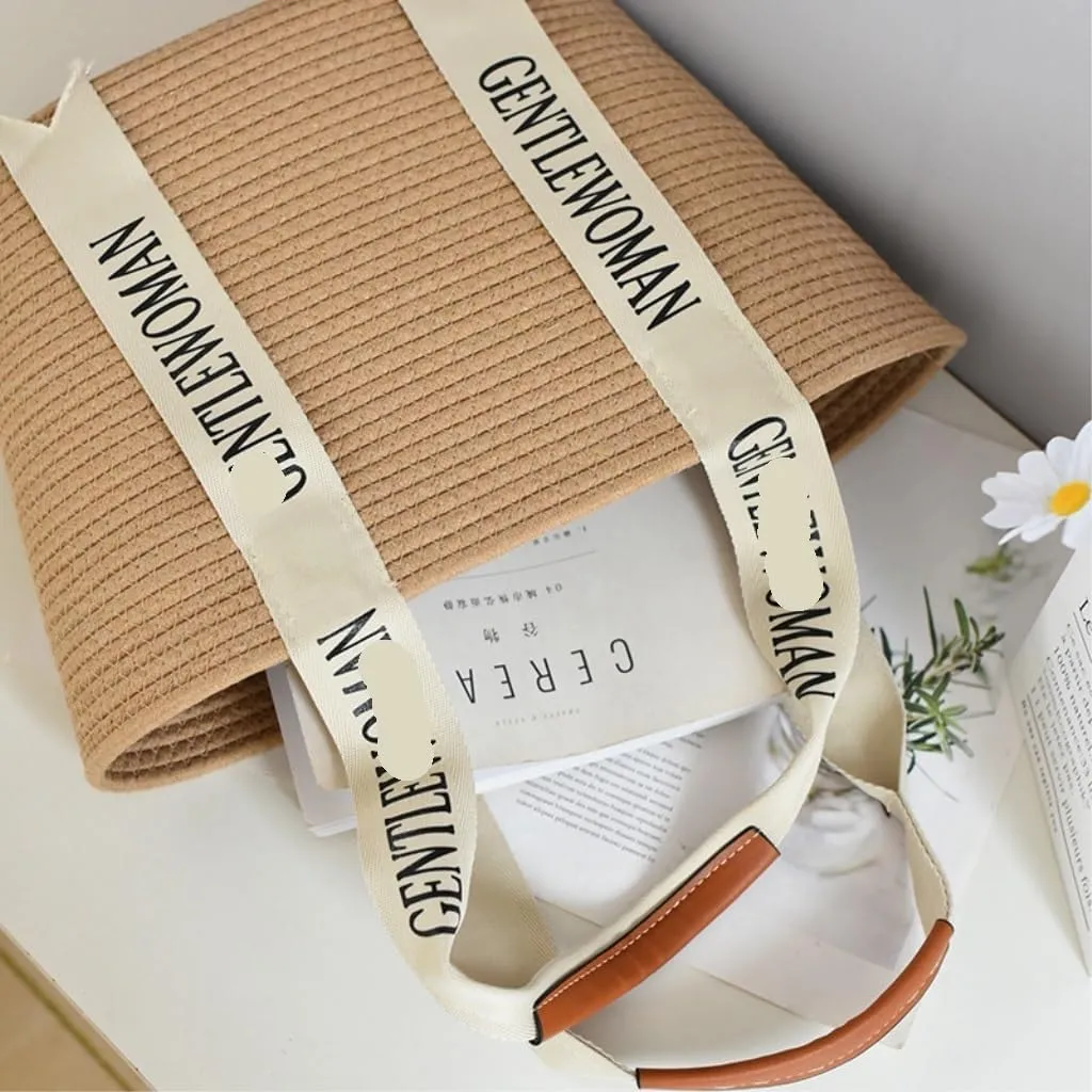 Large capacity Bag Stylish Letter - printed Straw Handbag: Lead the Trend of Fashionable Outings Ladies shoulder Bag
