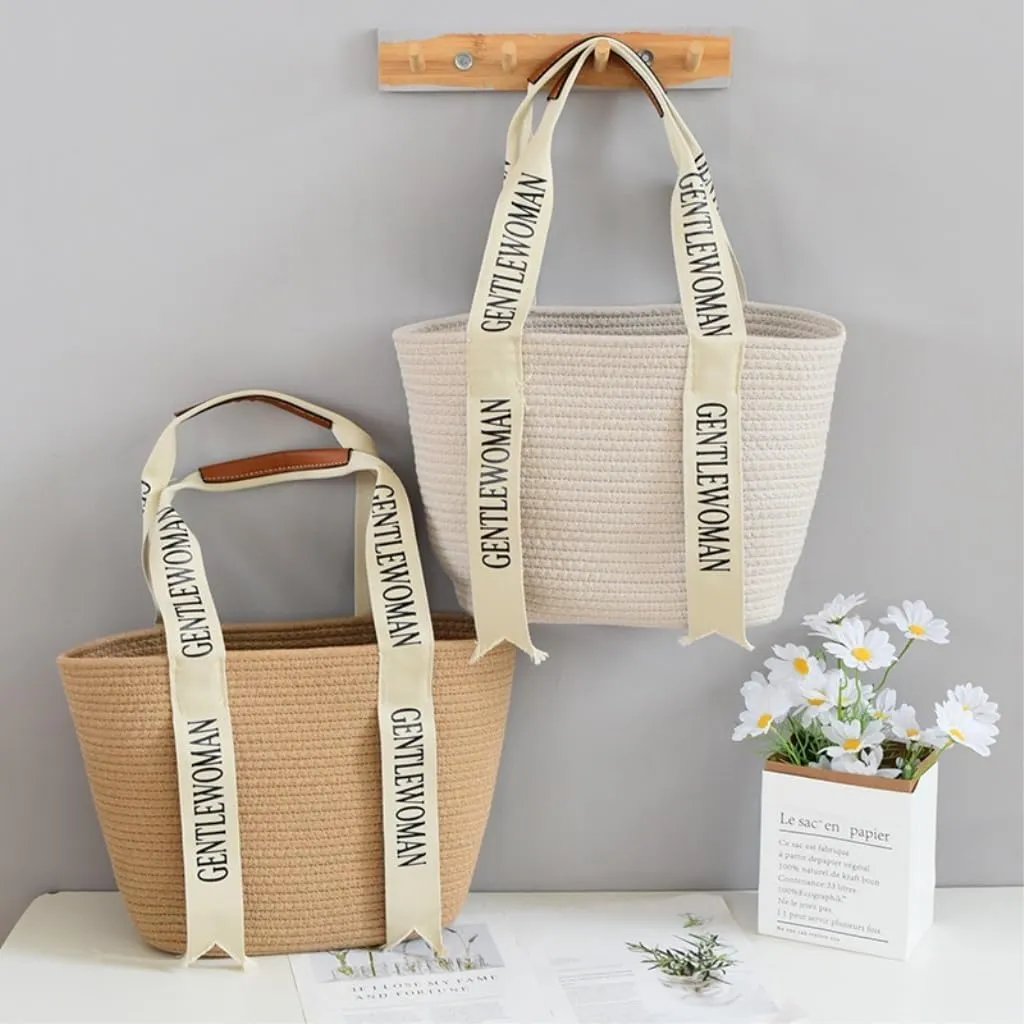Large capacity Bag Stylish Letter - printed Straw Handbag: Lead the Trend of Fashionable Outings Ladies shoulder Bag