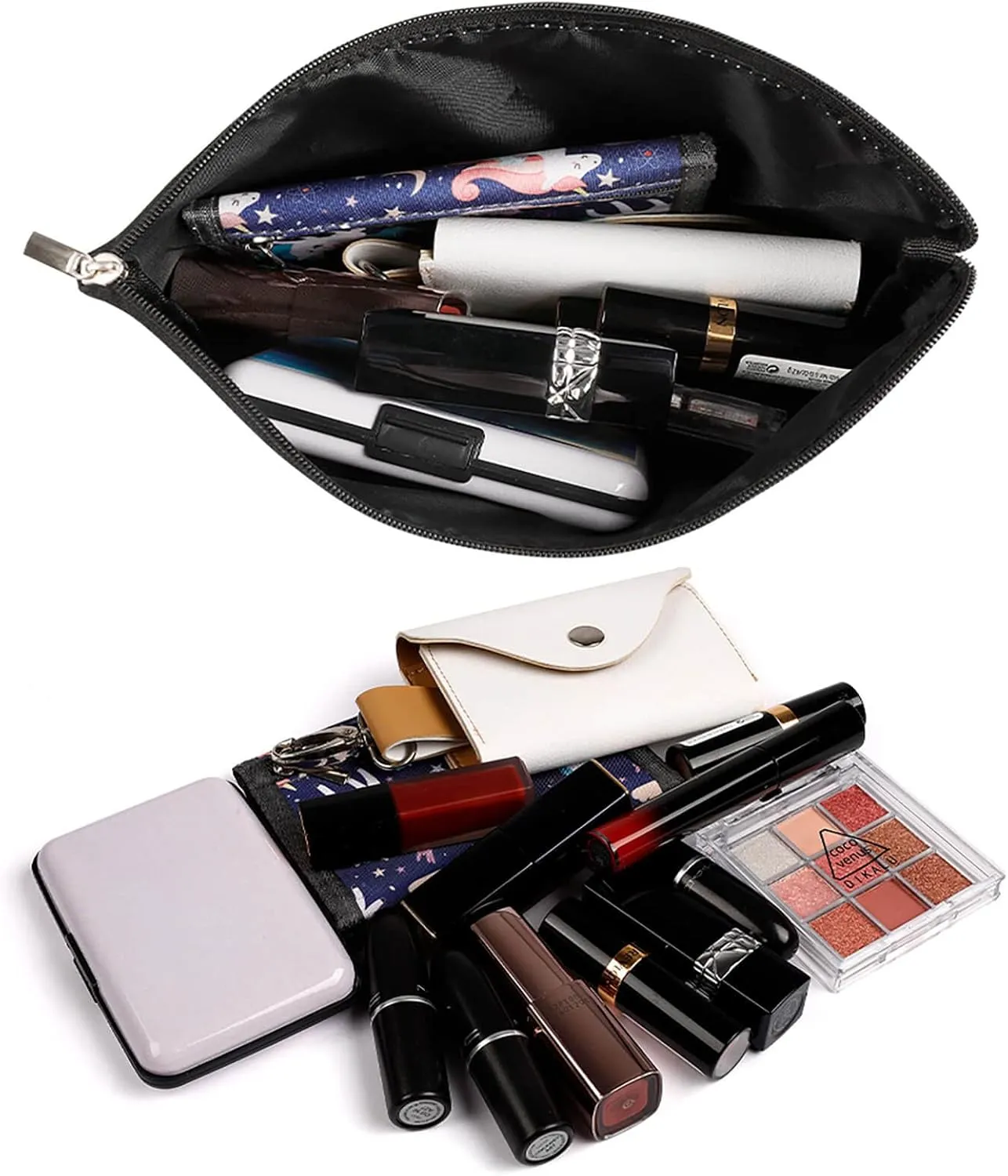 Large Capacity Cosmetic Bag Makeup Bag, Travel Pouch Make Up Purse Toiletry Storge Bag for Women (American Rugby Football Baseball Softball Bas)