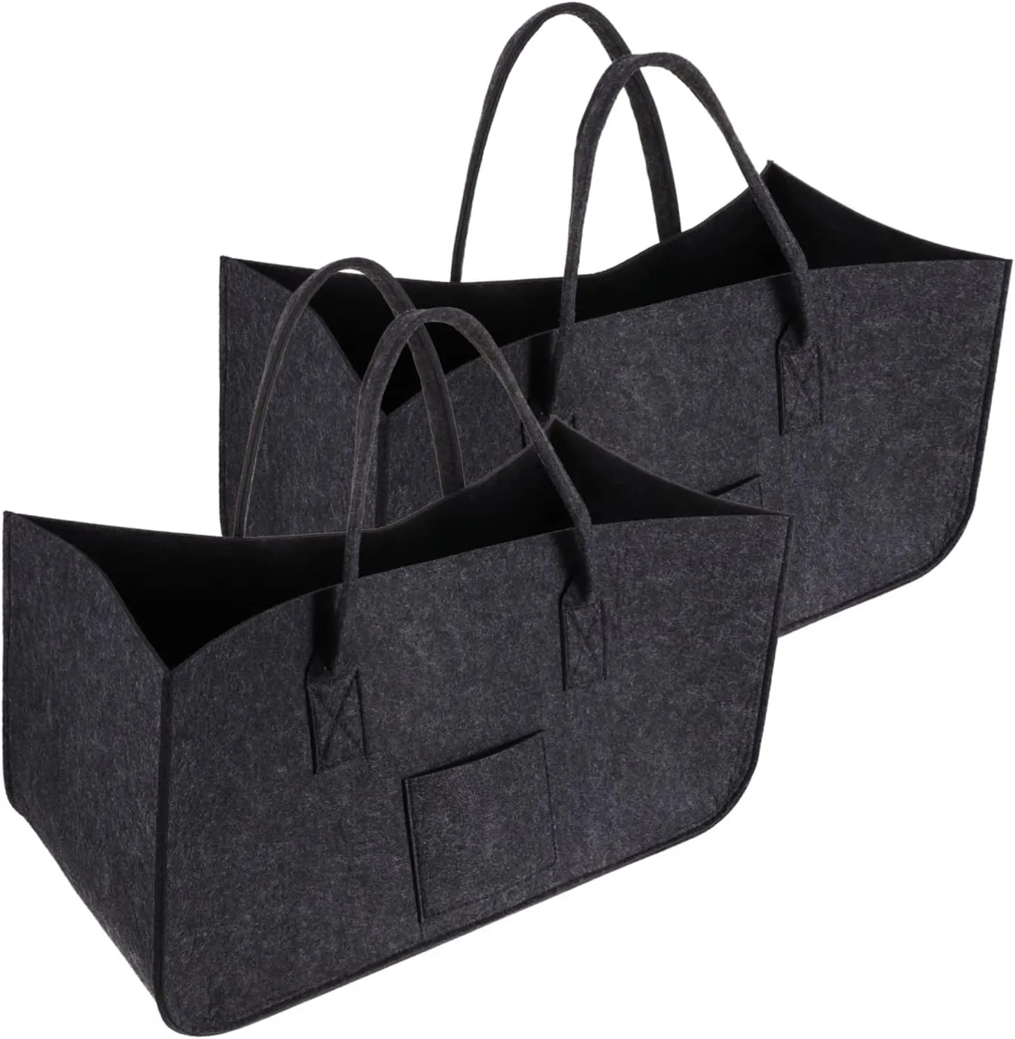 Large Capacity Shopping Pouch 2pcs Felt Grocery Tote Bag Coin for Daily Shopping