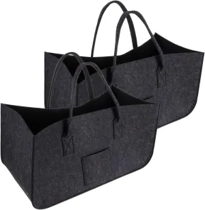 Large Capacity Shopping Pouch 2pcs Felt Grocery Tote Bag Coin for Daily Shopping