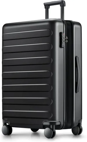 Large Checked Luggage 28 Inch, Checking In Luggage with Smooth Spinner Wheels, Expandable, Hard Shell PC Suitcase, Lightweight Travel Luggage, TSA Approved (Black, Rhine Max)