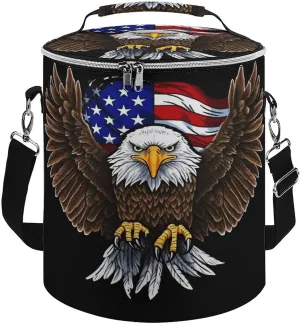 Large Cooler Bag, USA Flag Patriotic Eagle Print Cooler Bags,Beach Cooler Bag,Soft Cooler Bag for Picnic,Camping,& Beach Accessories