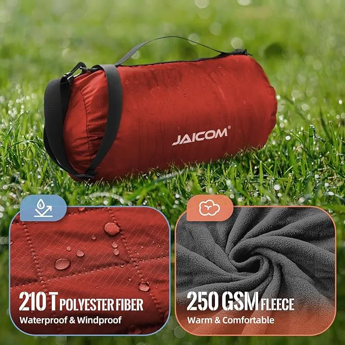 Large Outdoor Blanket, Camping Blankets for Cold Weather, Waterproof Windproof Hooded Stadium Blanket (79”x55”) Quilted with Extra Thick Fleece, Great for Camping, Picnic, Beach, Car, Dogs