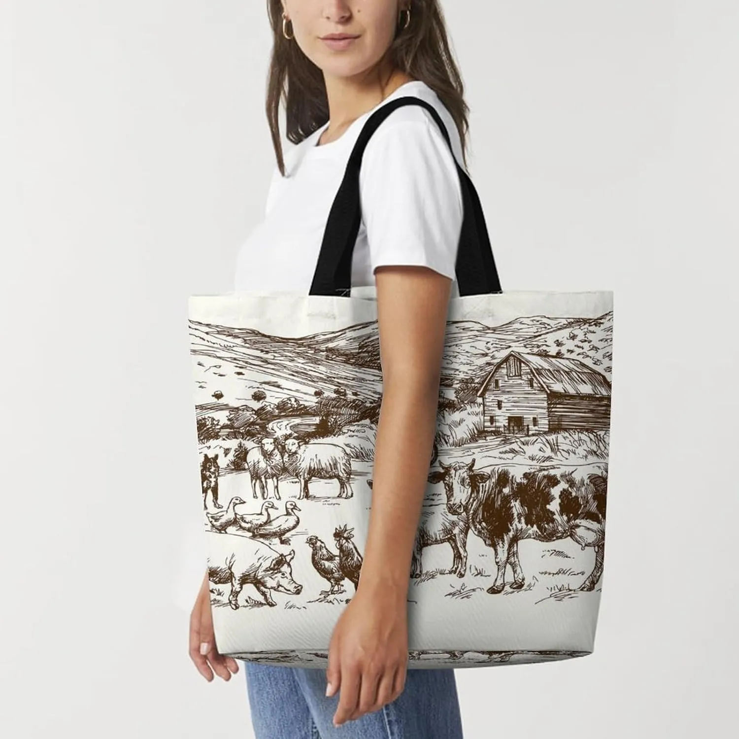 Large Tote Top Handle Bag, Shopping Handbag Big Polyester Shoulder Hand Bags