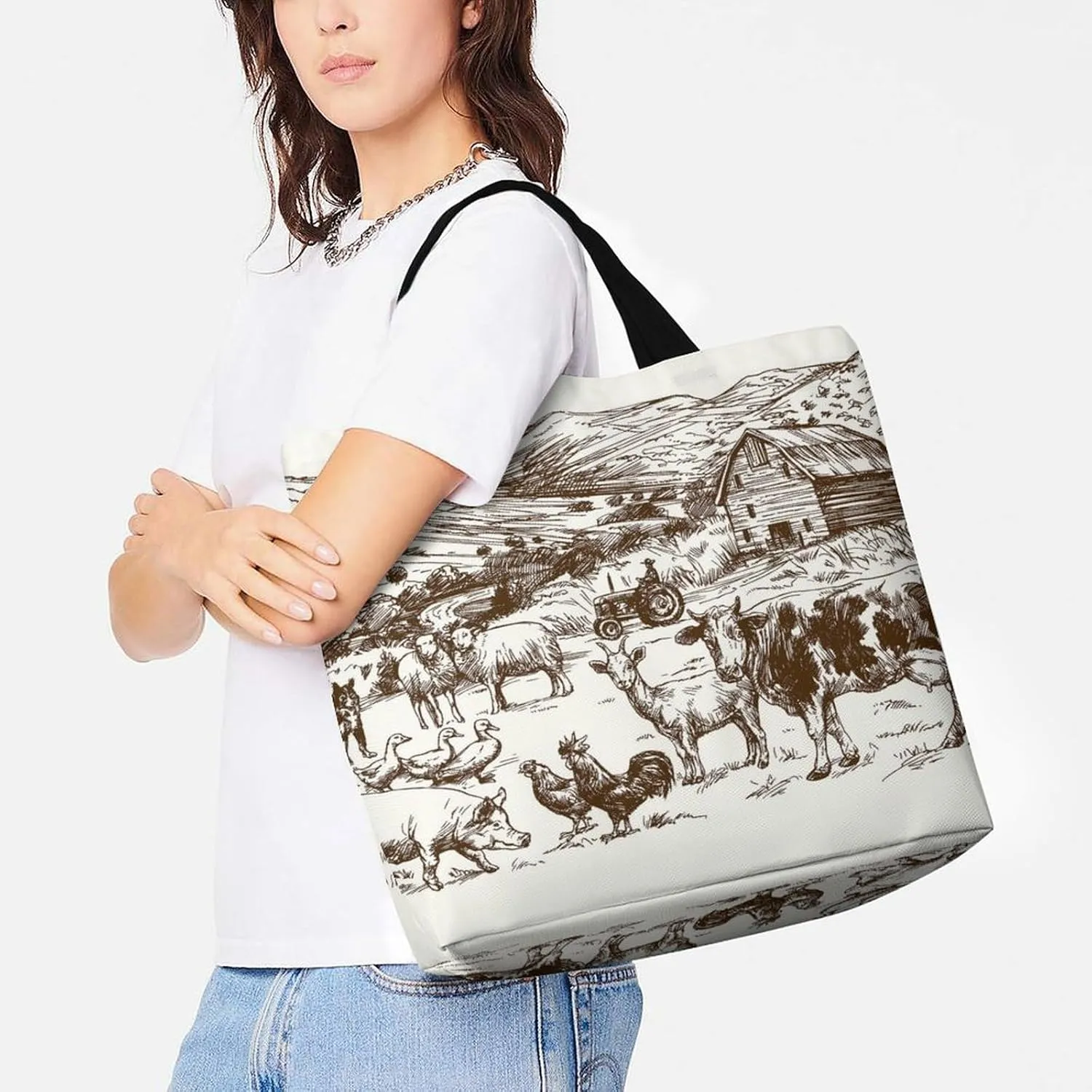 Large Tote Top Handle Bag, Shopping Handbag Big Polyester Shoulder Hand Bags