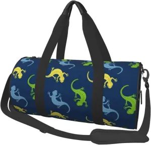 Large Weekender Overnight Bag Fashion Sports Gym Bag Cartoon Lizard Tropical Travel Duffel Bag With Adjustable Shoulder Strap