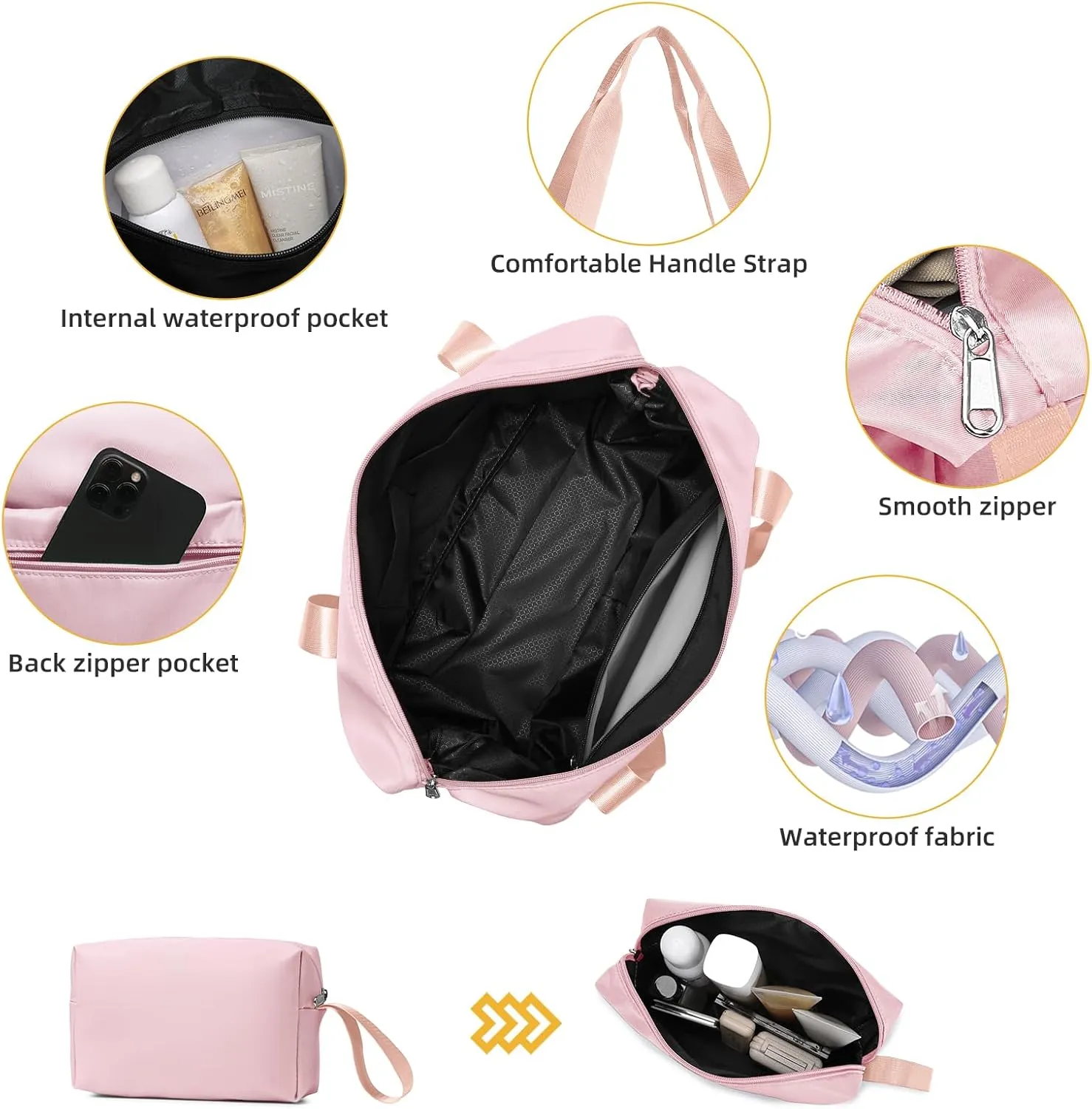 LARVENDER Luggage Sets 5 Piece with Duffel Bag Expandable(Only 28 inch) Hardside PP Carry On Luggage with 360° Spinner Wheels TSA Lock Luggage Sets for Women, Orchid Pink