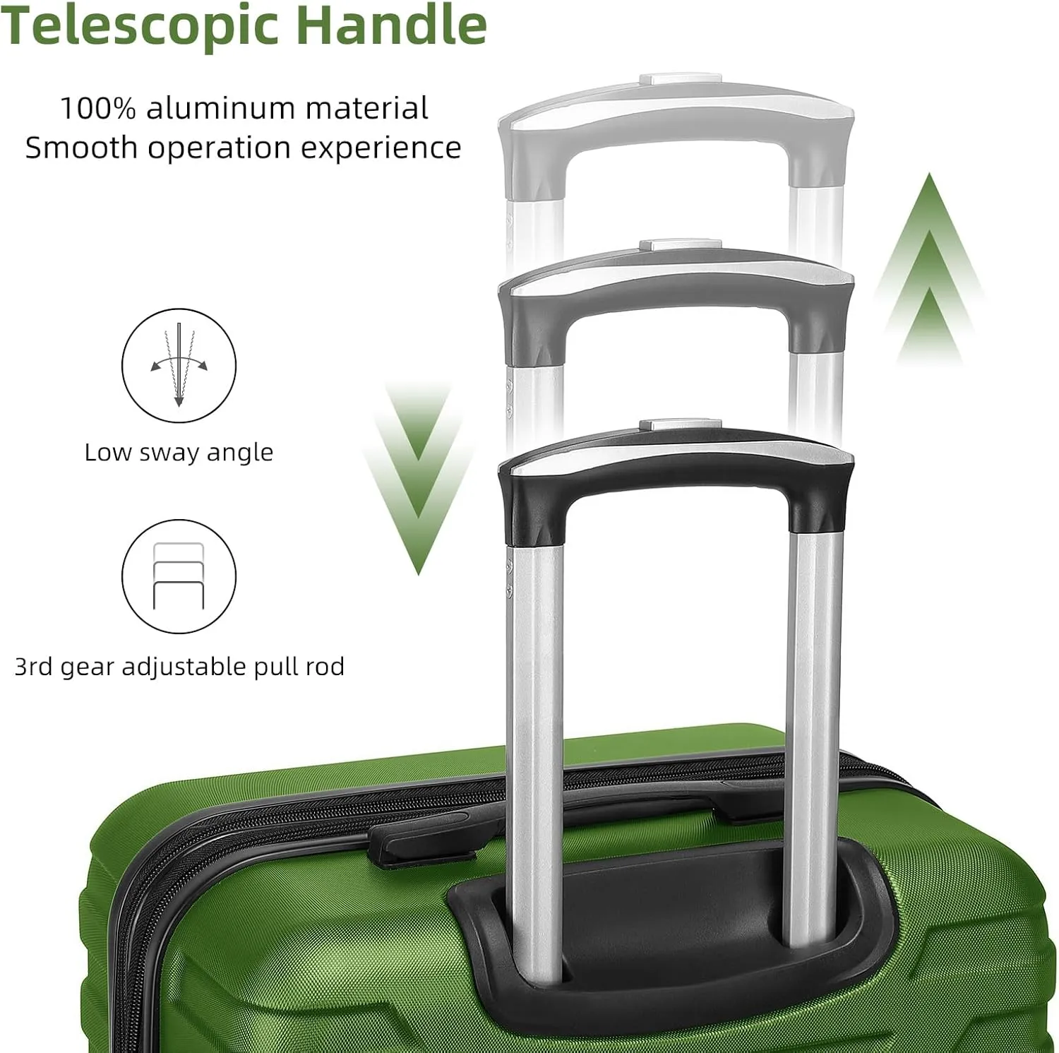 LARVENDER Luggage Sets for Women 5 Piece Hardside Expandable Suitcases with Wheels TSA Lock, Lightweight Travel Carry On Suitcase Set with Cosmetic Case, Army Green