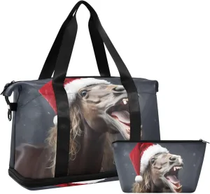 Laughing Horse Duffel Bag Lightweight Carry On Gym Bags for Travel and Weekends, Versatile Overnight Bag with Shoe Compartment