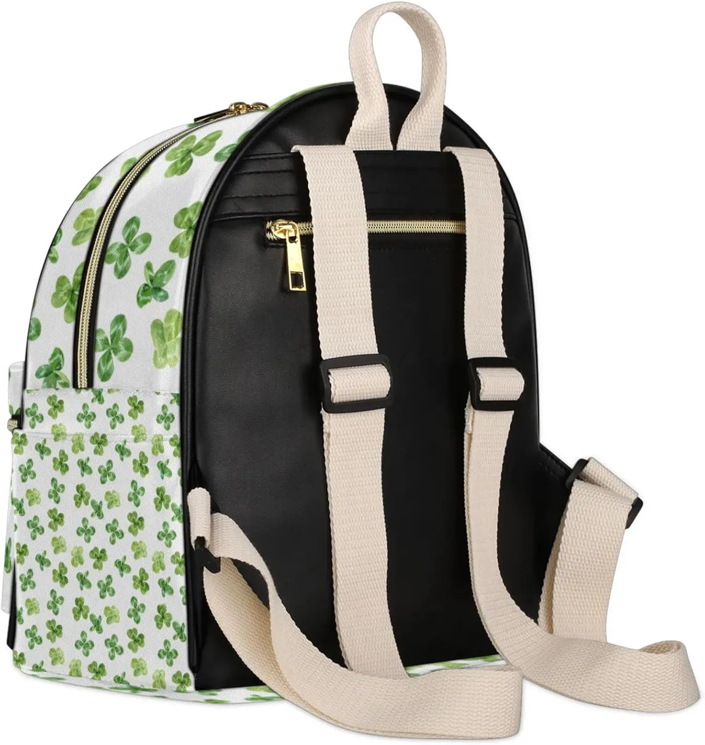 Leather Backpack Purse for Women,Personalized with Names Back Pack Purses Mini Backpacks Women's Shoulder Bags,Custom Fashion Diaper Bag for Work Travel Sport Concert Events Stylish Daypack,Clover