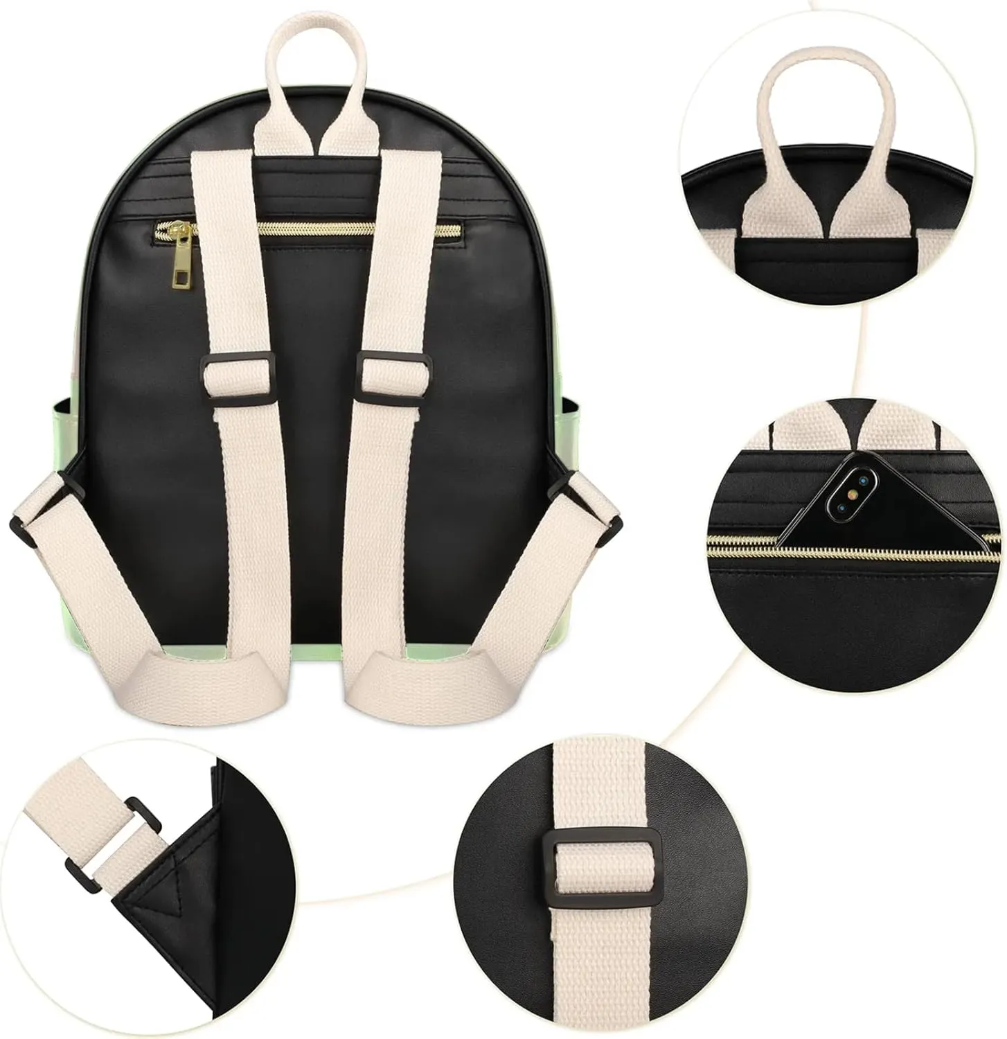 Leather Backpack Purse for Women,Personalized with Names Back Pack Purses Mini Backpacks Women's Shoulder Bags,Custom Fashion Diaper Bag for Work Travel Sport Concert Events Stylish Daypack,Green