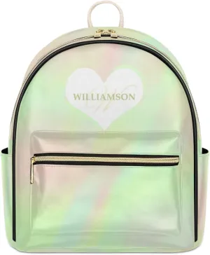 Leather Backpack Purse for Women,Personalized with Names Back Pack Purses Mini Backpacks Women's Shoulder Bags,Custom Fashion Diaper Bag for Work Travel Sport Concert Events Stylish Daypack,Green
