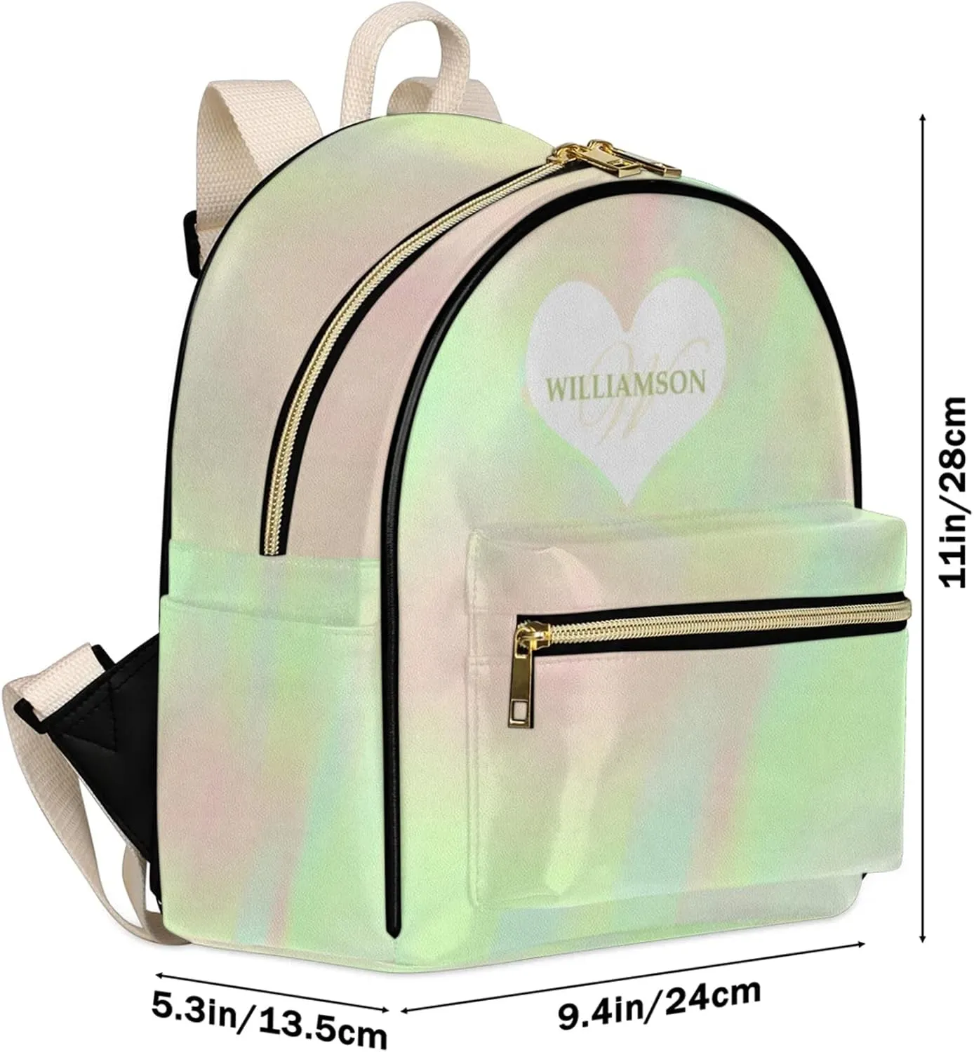 Leather Backpack Purse for Women,Personalized with Names Back Pack Purses Mini Backpacks Women's Shoulder Bags,Custom Fashion Diaper Bag for Work Travel Sport Concert Events Stylish Daypack,Green