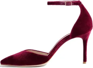 LEHOOR Women Sexy High Heels Pumps Ankle Strap Pointed Toe Dress Shoes D'orsay 3" Stiletto Heels Velvet Sandals Closed Pointy toe Cutout Buckle Wedding Party Shoe Ladies Fashion Spring 4-11 M US