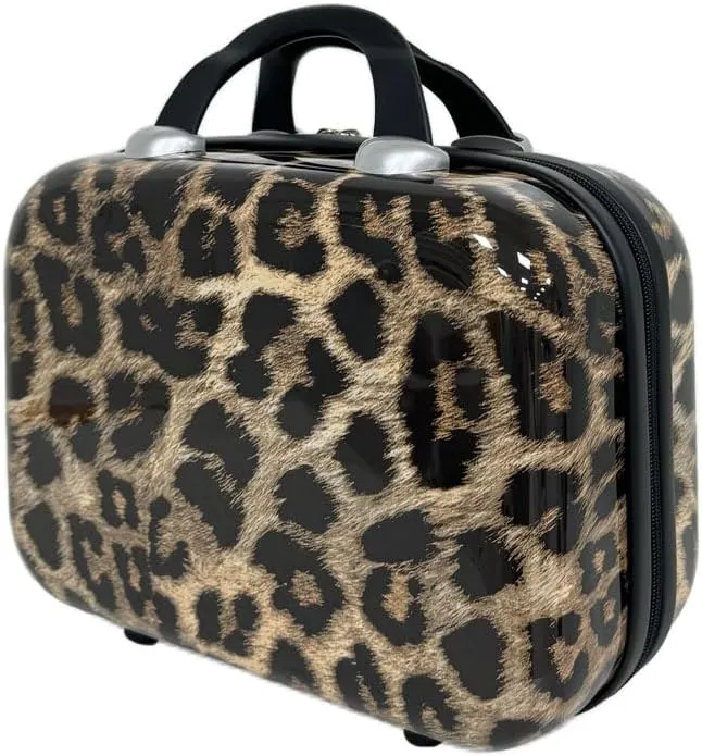 Leopard Print Luggage 2-Piece Set (14" 20") - Hardside Carry-On & Checked Spinner Suitcases, TSA-Approved, Lightweight Expandable Hard Shell, Smooth 360° Wheels for Air Travel