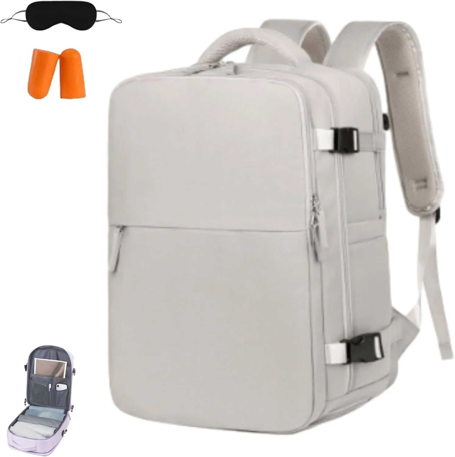 Levettevac Mochila, Levettebag, Levettevac Backpack, Expandable Large Capacity, Large Capacity Waterproof, Travel Bag (White)