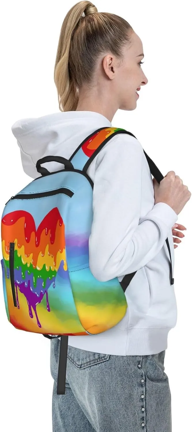 LGBT Rainbow Gay Pride Graffiti Love Heart Travel Laptop Backpack Casual Backpacks Double Shoulder Daypack Notebook Rucksack Work Bags Sports Bag for Gym Hiking Camping Beach