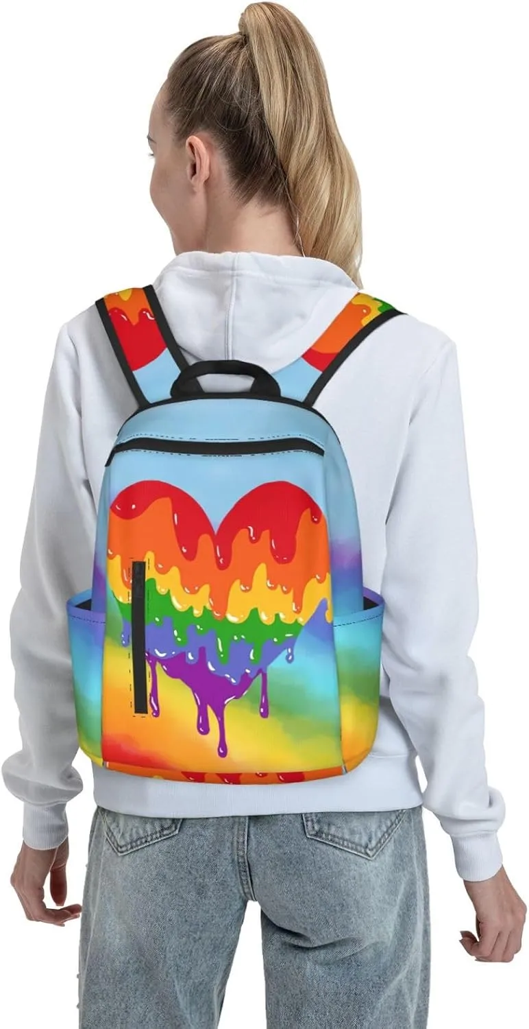 LGBT Rainbow Gay Pride Graffiti Love Heart Travel Laptop Backpack Casual Backpacks Double Shoulder Daypack Notebook Rucksack Work Bags Sports Bag for Gym Hiking Camping Beach