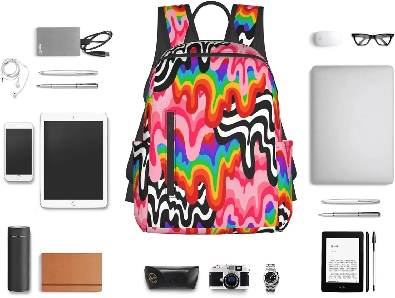 LGBT Rainbow Pride Gay Colorful Graffiti Travel Laptop Backpack Casual Backpacks Double Shoulder Daypack Notebook Rucksack Work Bags Sports Bag for Hiking Camping Beach