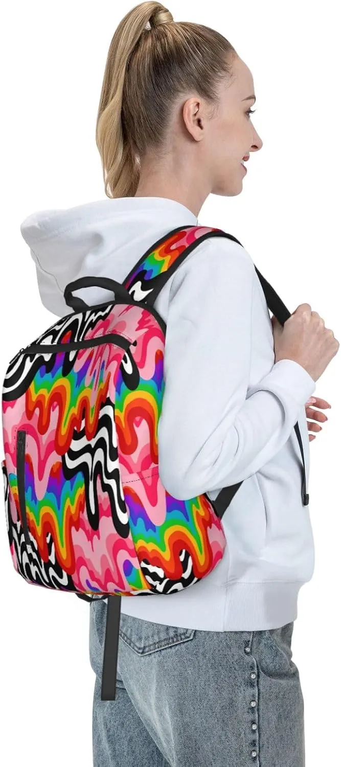 LGBT Rainbow Pride Gay Colorful Graffiti Travel Laptop Backpack Casual Backpacks Double Shoulder Daypack Notebook Rucksack Work Bags Sports Bag for Hiking Camping Beach
