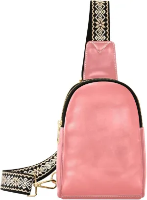 Light Coral Sling Bag for Women Men Fanny Packs Small Crossbody Bags for Women Leather Belt Bag Fashion Waist Packs Waterproof Chest Bag for Travel Running Sports Hiking