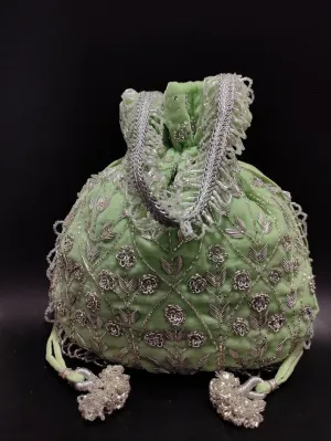 Light Green embroidered Potli - Rent