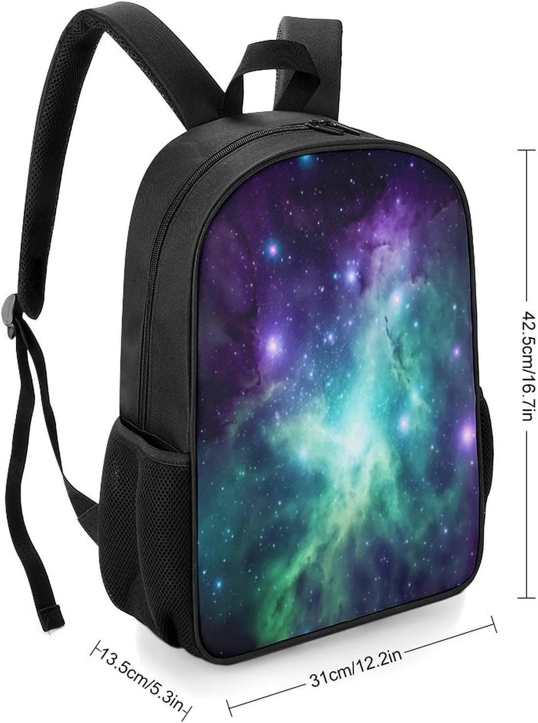 Lightweight Backpacks Cute Travel Bag Durable Green Blue Purple Galaxy Printing Small Travel Backpack For Women & Men