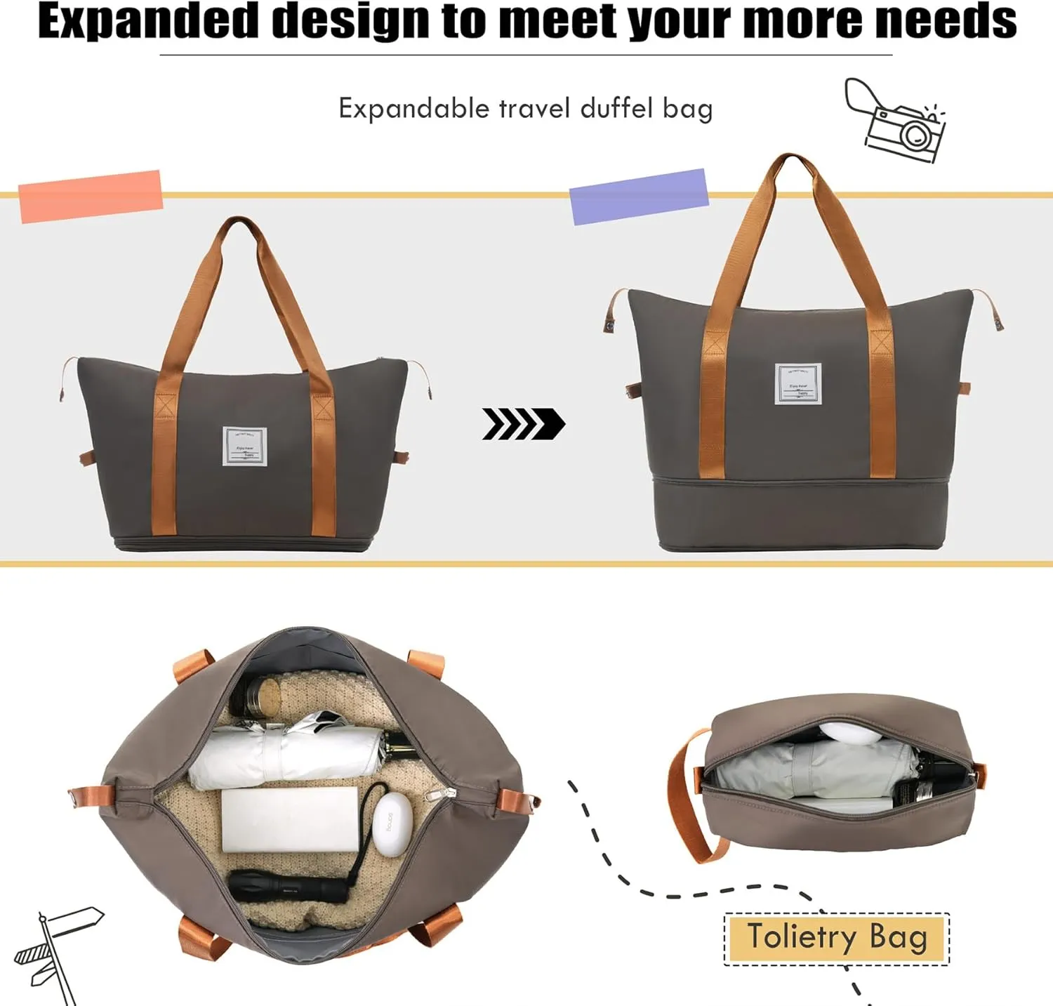 Lightweight Expandable Softside Luggage Sets 3 Piece, Large Capacity Travel Suitcase with Spinner Wheel, TSA Lock, Easy Access Design and Adjustable Telescoping Handle (Brown)