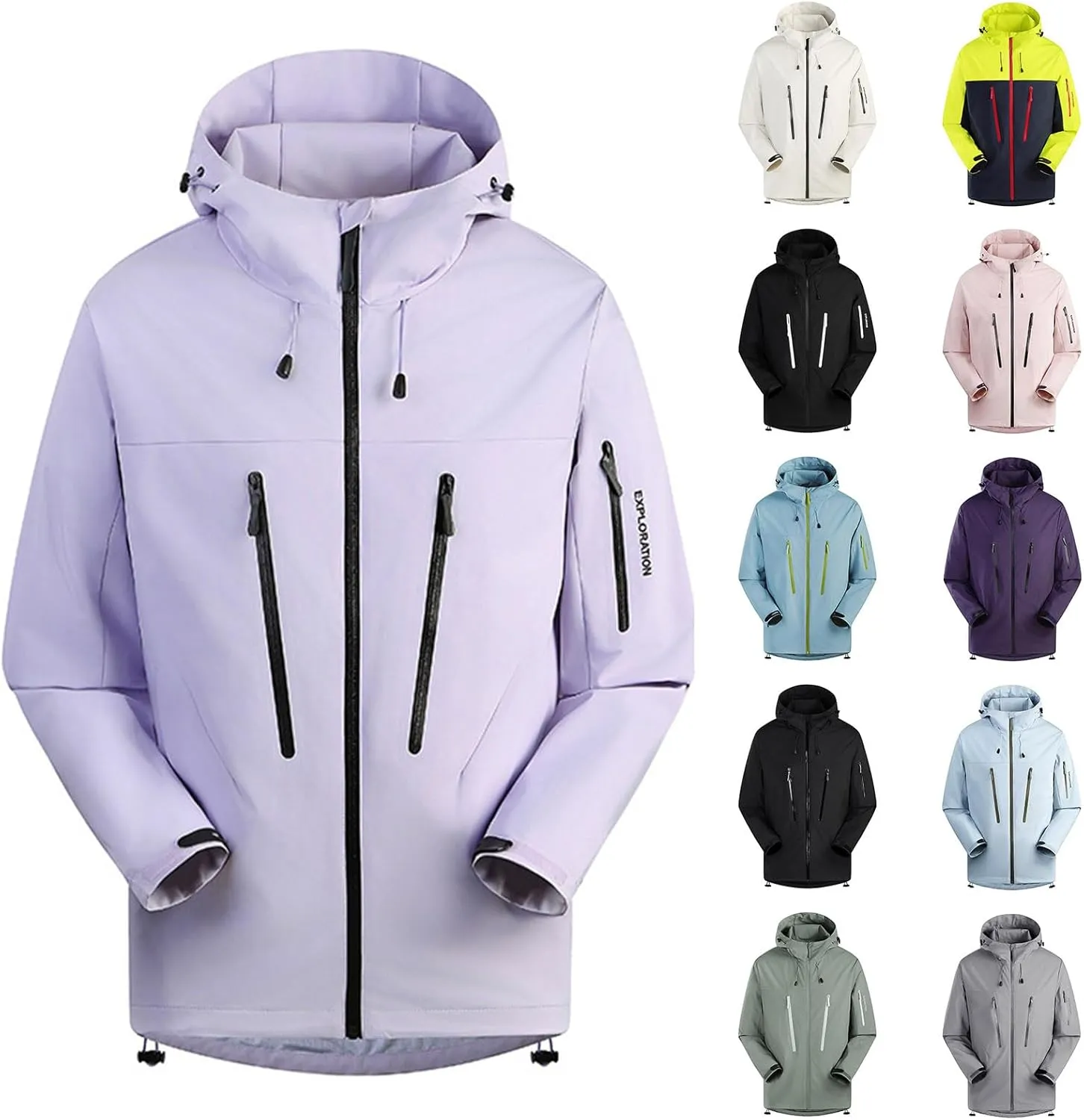 Lightweight Rain Coats for Men Women Unisex Outdoor Packable Rain Jackets Hooded Windproof Raincoats with Pockets