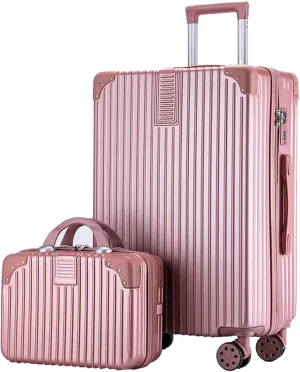 Lightweight Suitecase With Carry-on Bag, With Spinner Wheels, Expandable Luggage, Equipped With Anti-pick Combination Lock (Color : 20 Bag, Size : Rose)