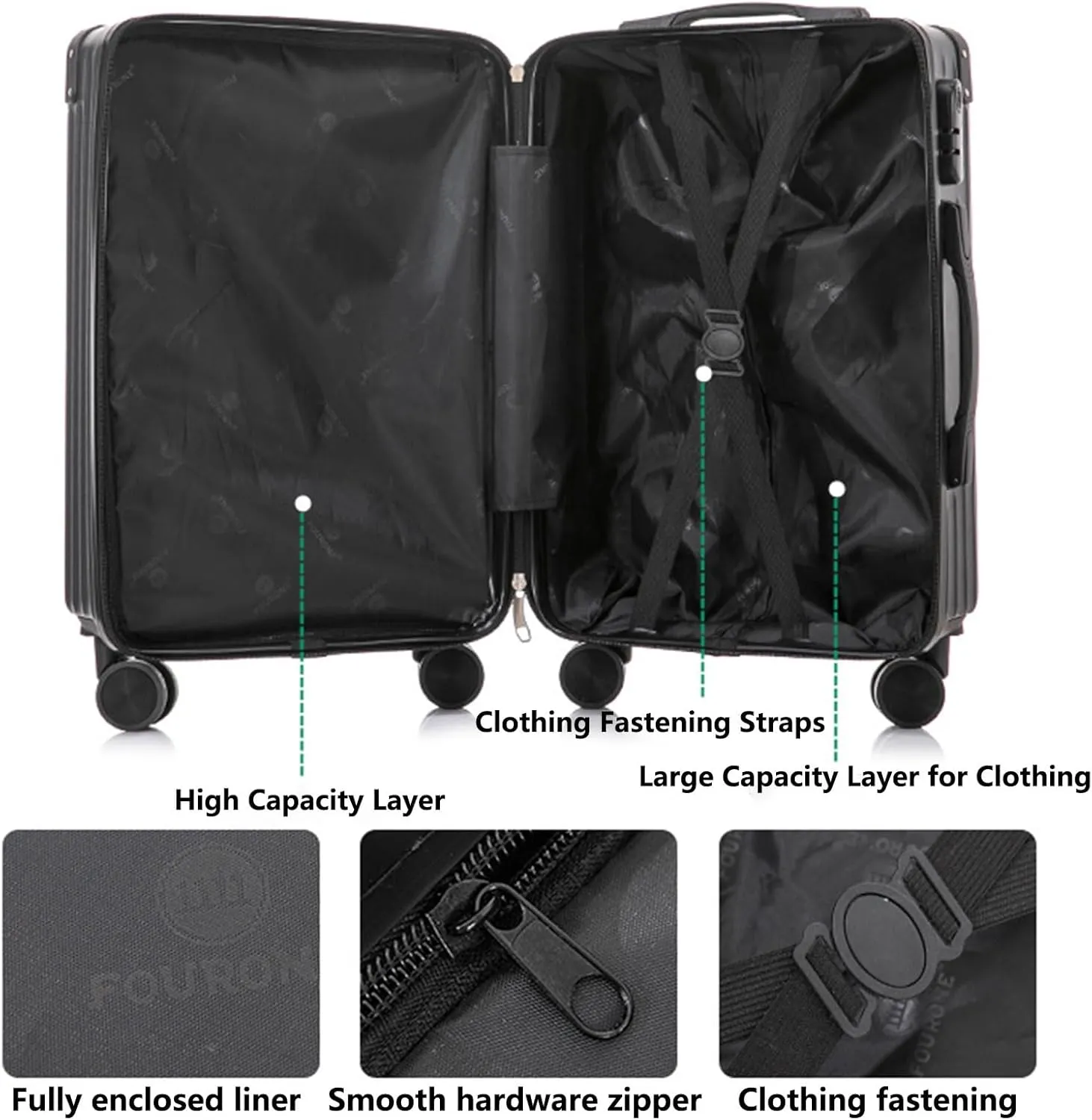 Lightweight Suitecase With Carry-on Bag, With Spinner Wheels, Expandable Luggage, Equipped With Anti-pick Combination Lock (Color : 20 Bag, Size : Rose)