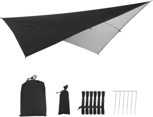 Lightweight Waterproof Camping Shelter, Portable Windproof Snowproof Tarpaulin for Snow Sunshade for Camping Outdoor Travel (Color : Black, Size : 290 * 290cm)