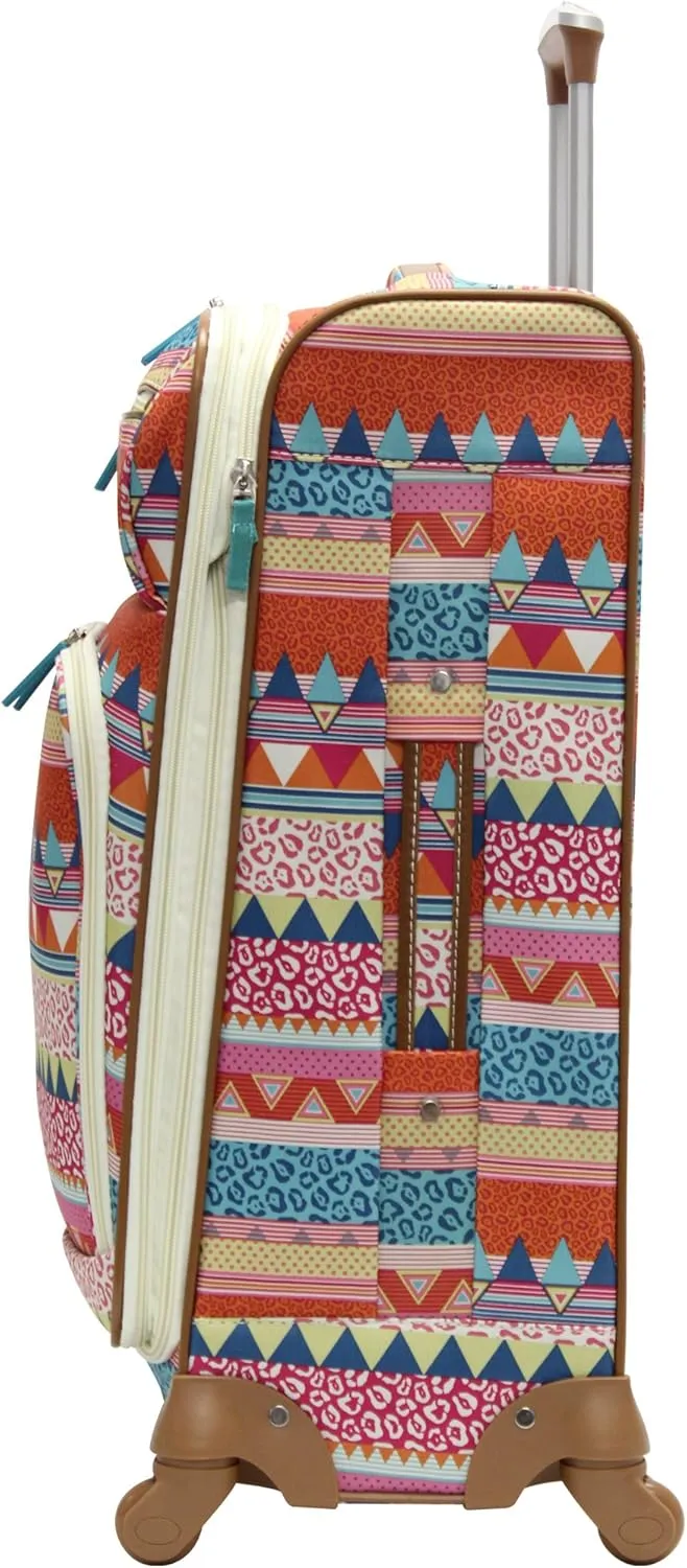 Lily Bloom Design Pattern 28" Luggage Softside Expandable With Double Spinner Wheels, Large Lightweight Suitcase Checked Bag For Women