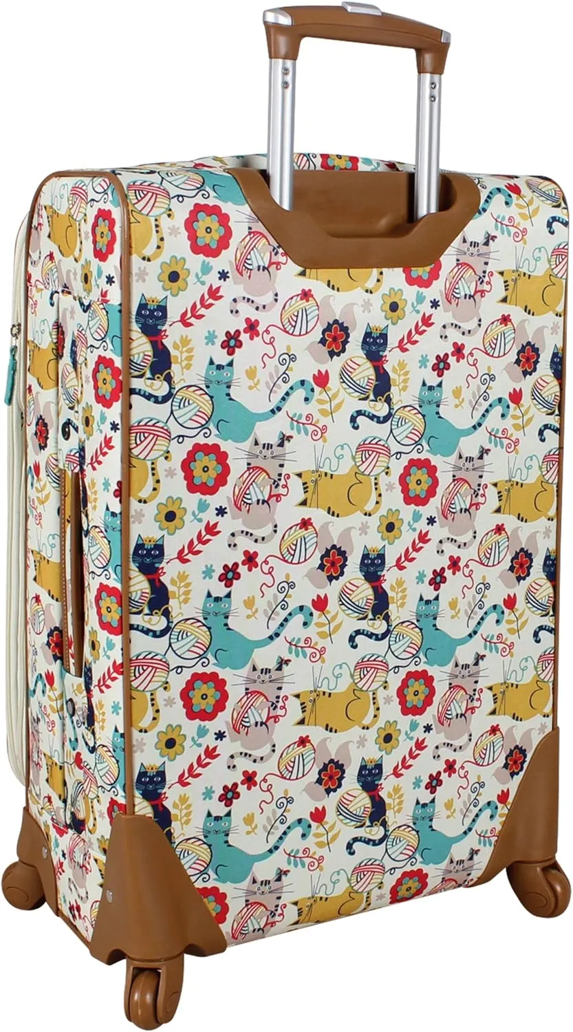 Lily Bloom Luggage 24" Expandable Design Pattern Suitcase With Spinner Wheels For Woman (24in, Furry Friends)