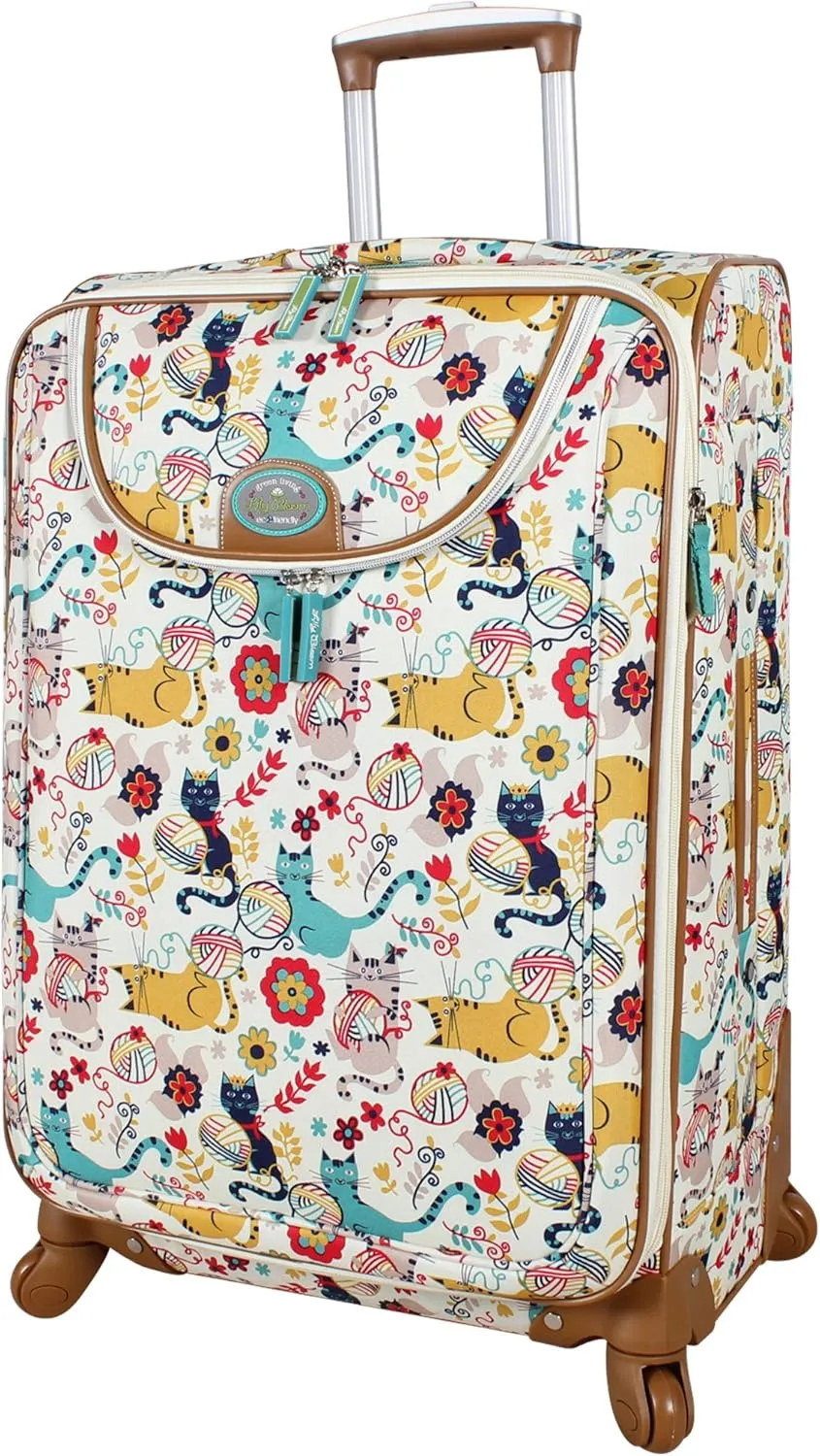 Lily Bloom Luggage 24" Expandable Design Pattern Suitcase With Spinner Wheels For Woman (24in, Furry Friends)