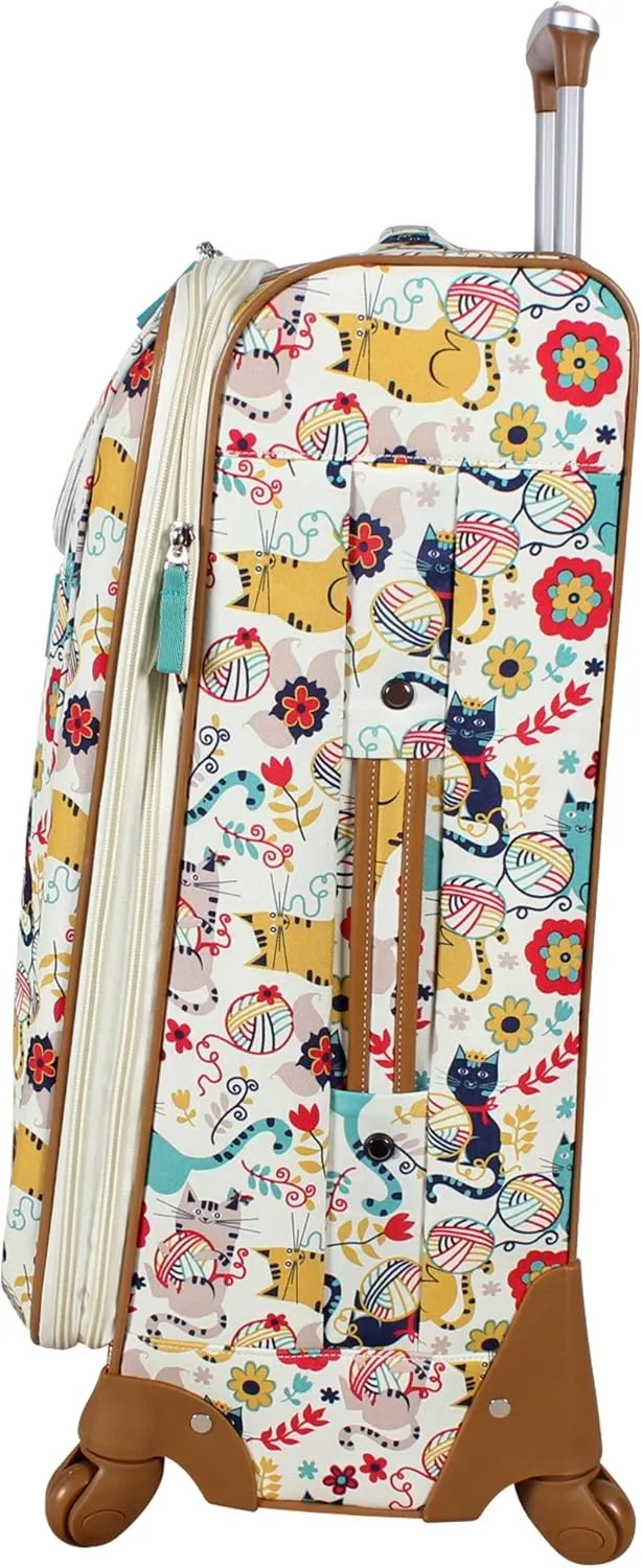Lily Bloom Luggage 24" Expandable Design Pattern Suitcase With Spinner Wheels For Woman (24in, Furry Friends)