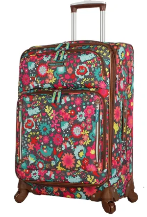 Lily Bloom Luggage 24" Expandable Design Pattern Suitcase With Spinner Wheels For Woman (24in, Playful Garden)