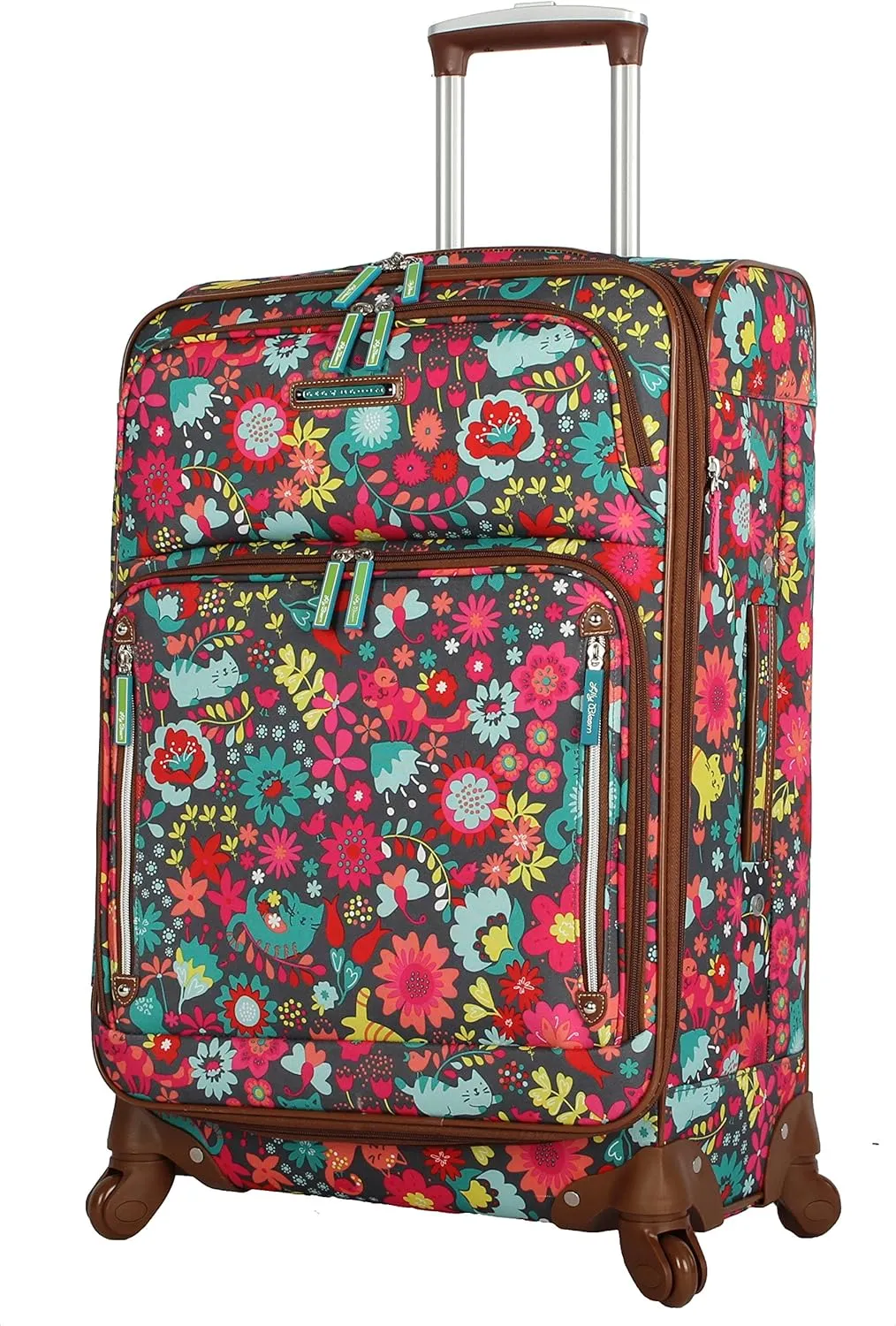 Lily Bloom Luggage 24" Expandable Design Pattern Suitcase With Spinner Wheels For Woman (24in, Playful Garden)