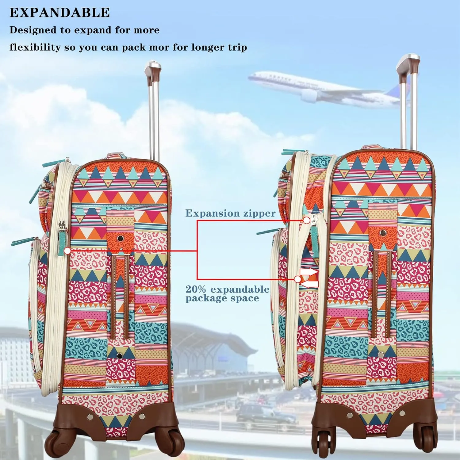 Lily Bloom Luggage Sets 3 Piece with Spinner Wheels, Expandable Suitcase for Women