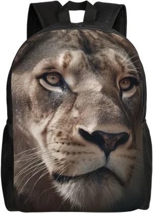 Lion's Focused Expression Print Backpack for Women Men Lightweight Laptop Backpacks Travel Laptop Bag Casual Daypack