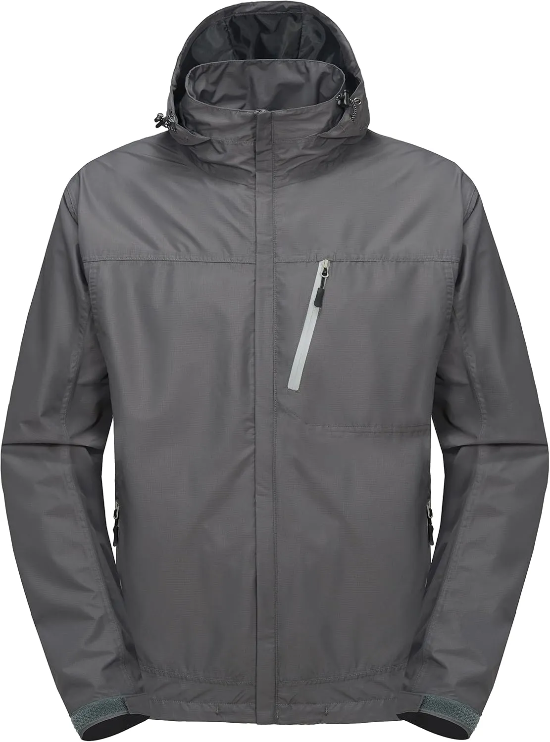 Little Donkey Andy Men's Waterproof Rain Jacket with Detachable Hood Outdoor Raincoat for Hiking Travel Cycling