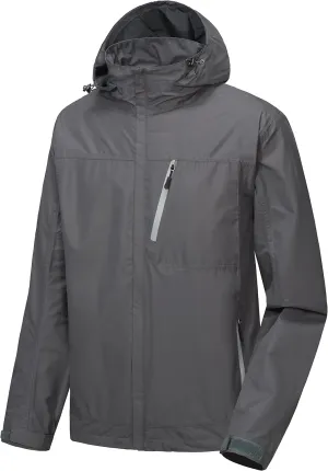 Little Donkey Andy Men's Waterproof Rain Jacket with Detachable Hood Outdoor Raincoat for Hiking Travel Cycling