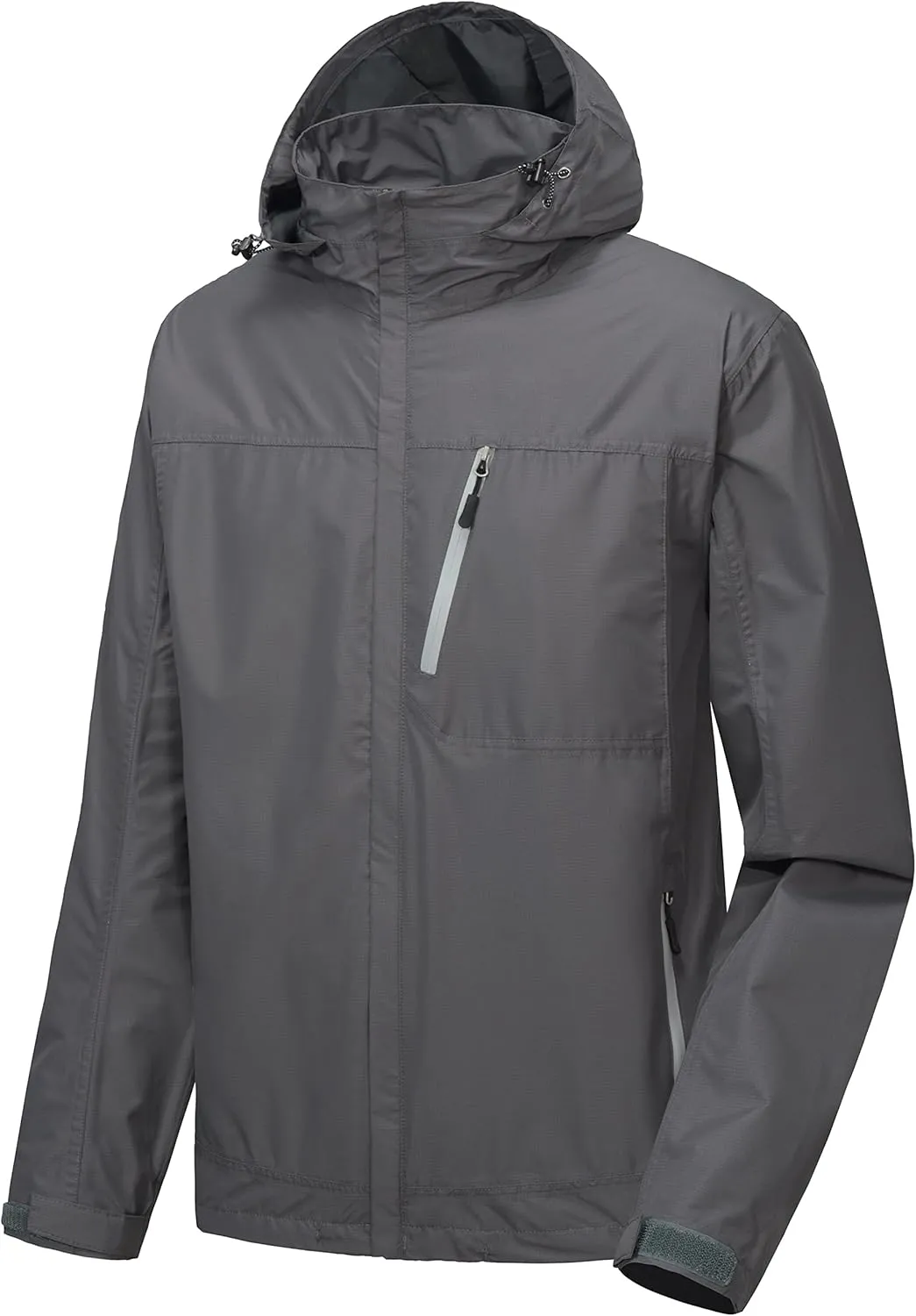 Little Donkey Andy Men's Waterproof Rain Jacket with Detachable Hood Outdoor Raincoat for Hiking Travel Cycling