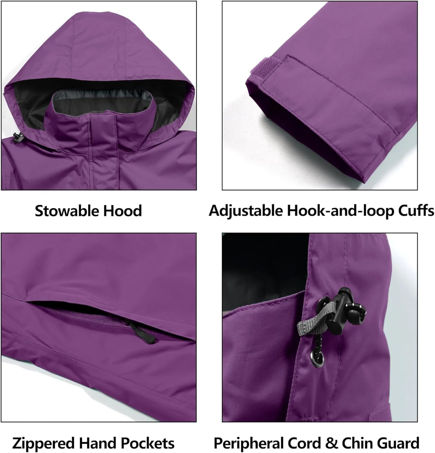 Little Donkey Andy Women’s Waterproof Rain Jacket Lightweight Outdoor Windbreaker Rain Coat Shell for Hiking, Travel