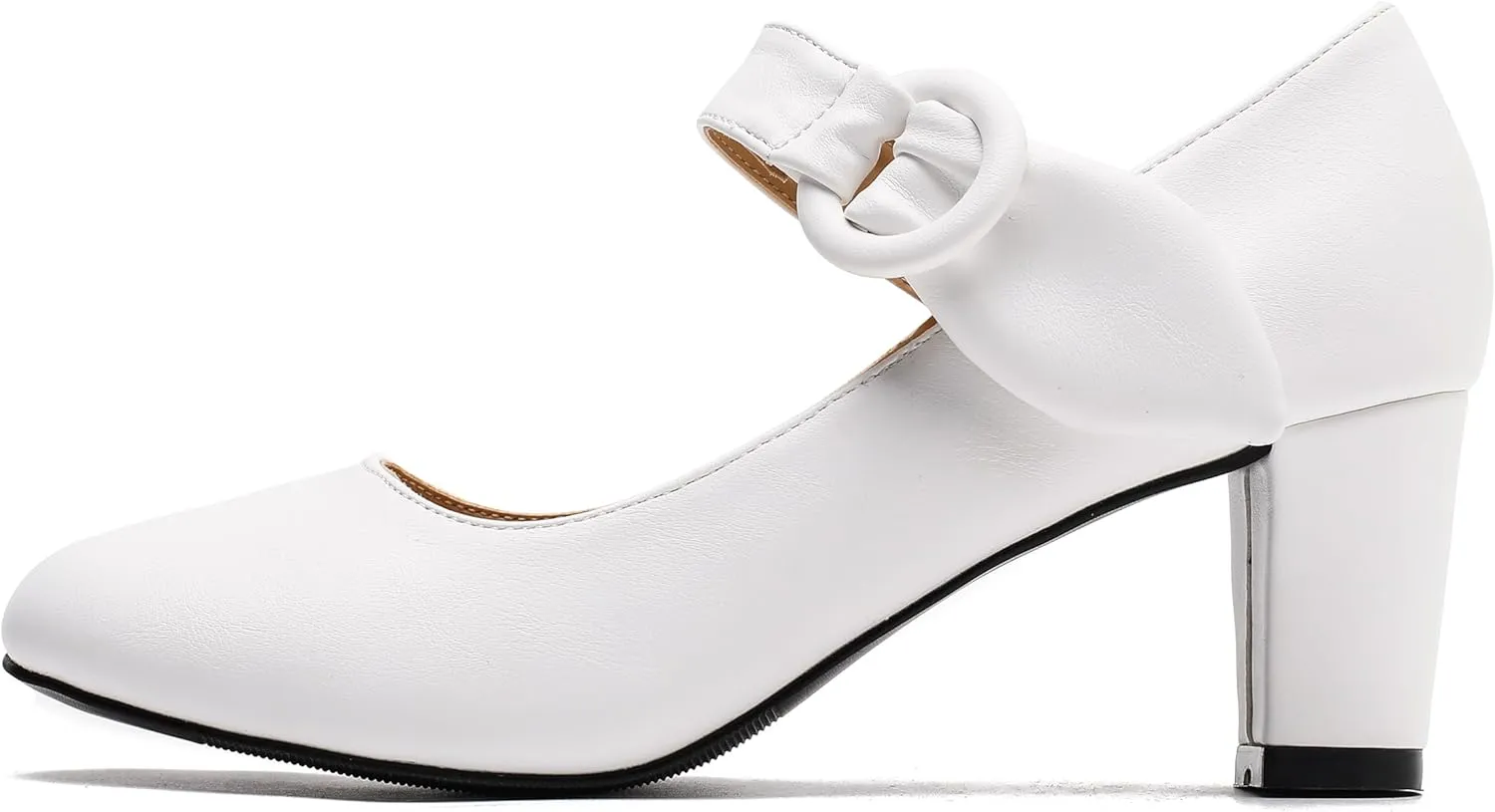 LIURUIJIA Women's Block Chunky Heels Pumps Ankle Strap Mary Janes Casual Dressy Shoes for Vintage Office Work Church Wedding