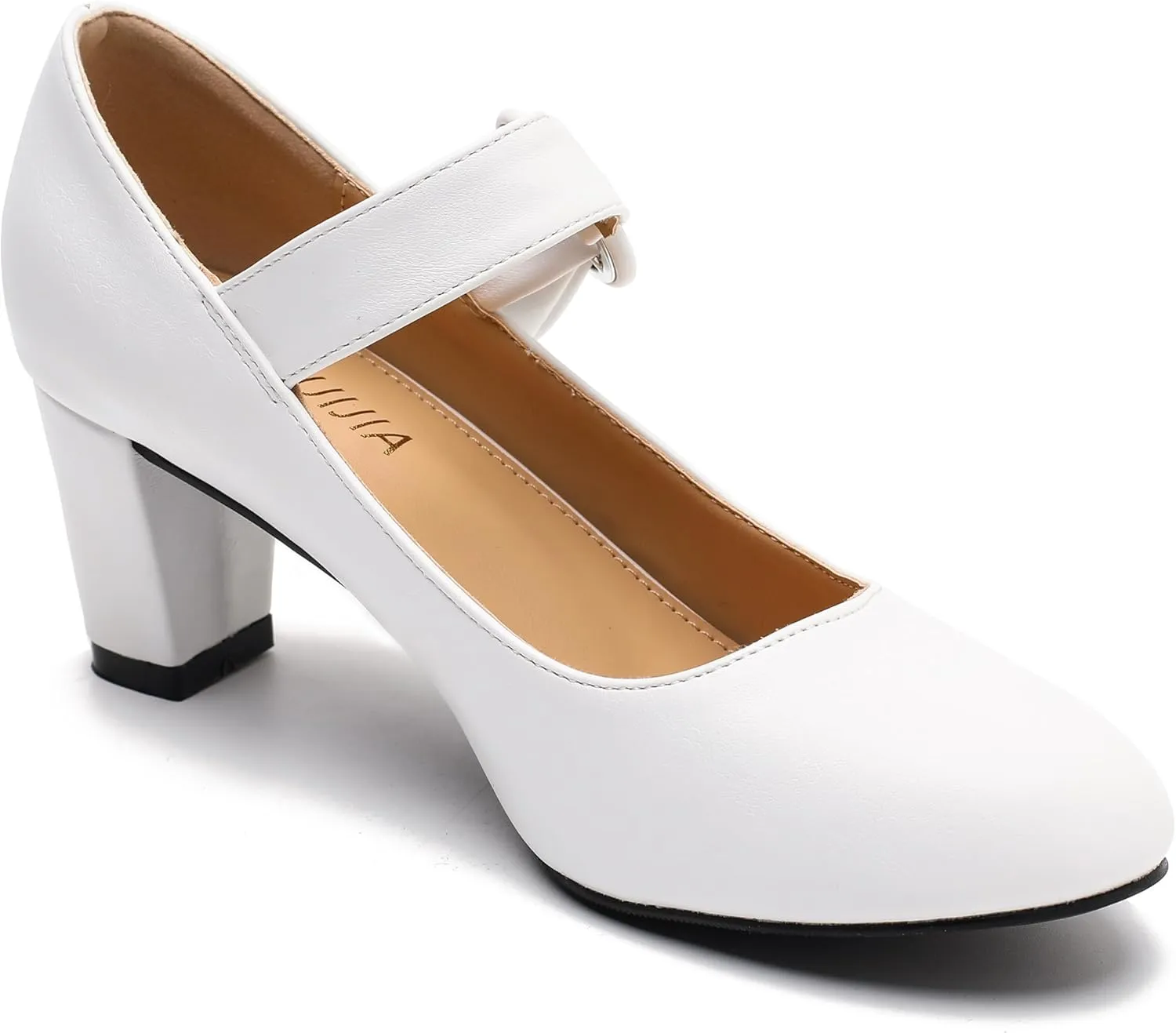 LIURUIJIA Women's Block Chunky Heels Pumps Ankle Strap Mary Janes Casual Dressy Shoes for Vintage Office Work Church Wedding
