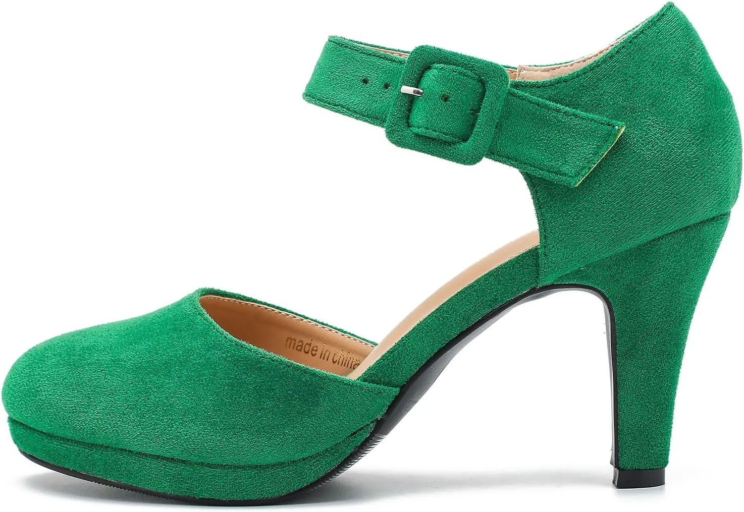 LIURUIJIA Womens Closed Toe High Heels Pumps D'Orsay Ankle Strap Comfortable Platform Heels Shoes Casual Dressy