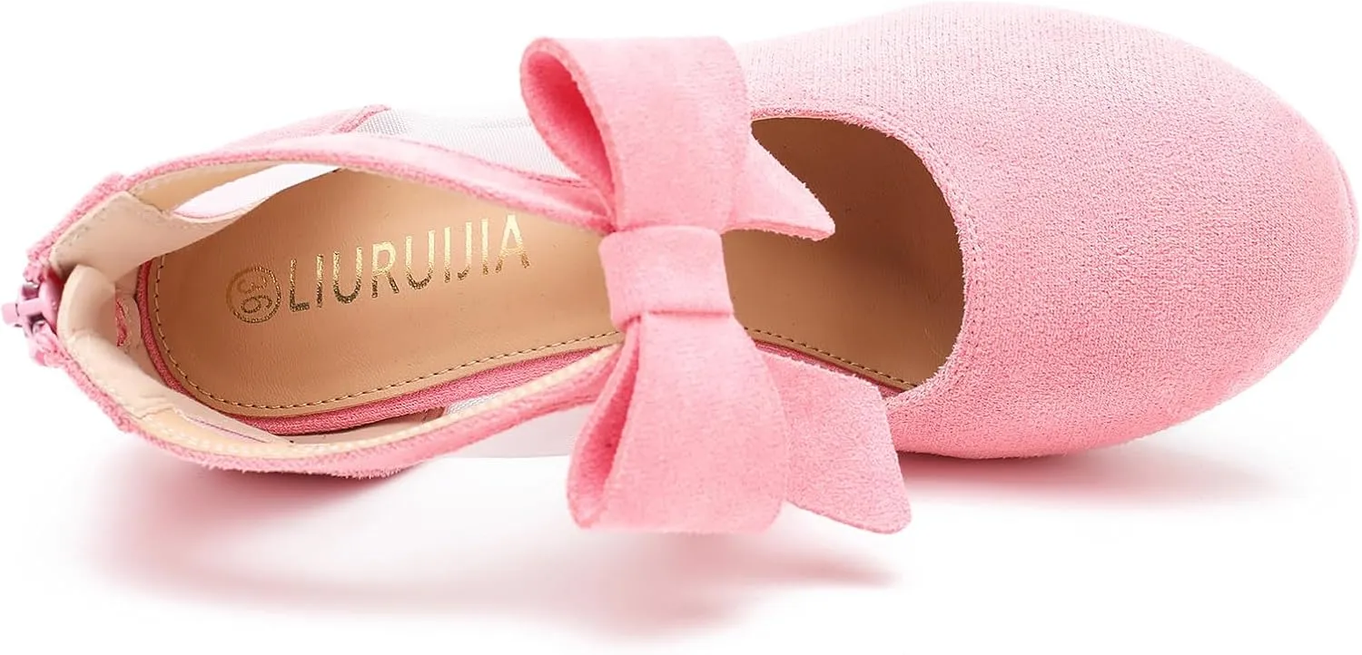 LIURUIJIA Womens Platform High Heels Bow Pumps Cutout Mesh Panel Wedding Work Party Dress Shoes